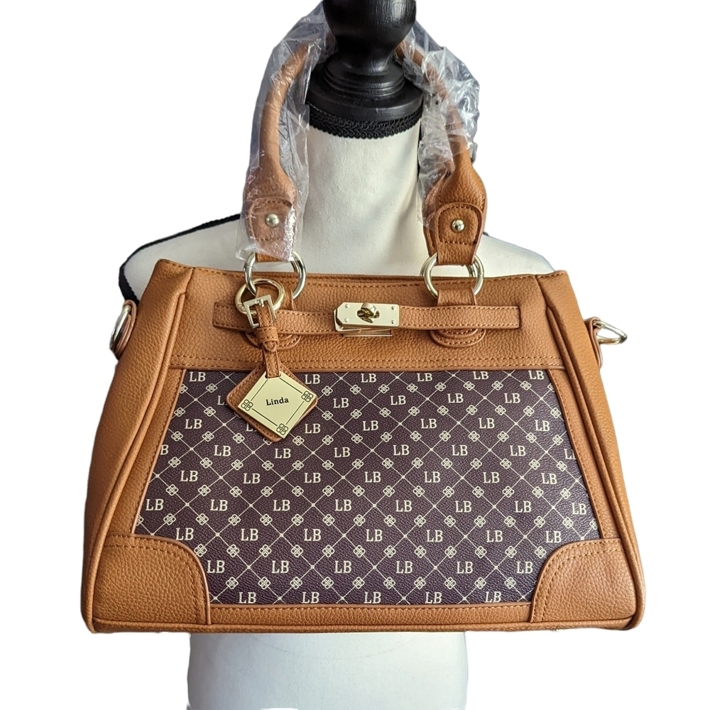 Danbury Mint Personalized LB Initial Brown Leather Handbag